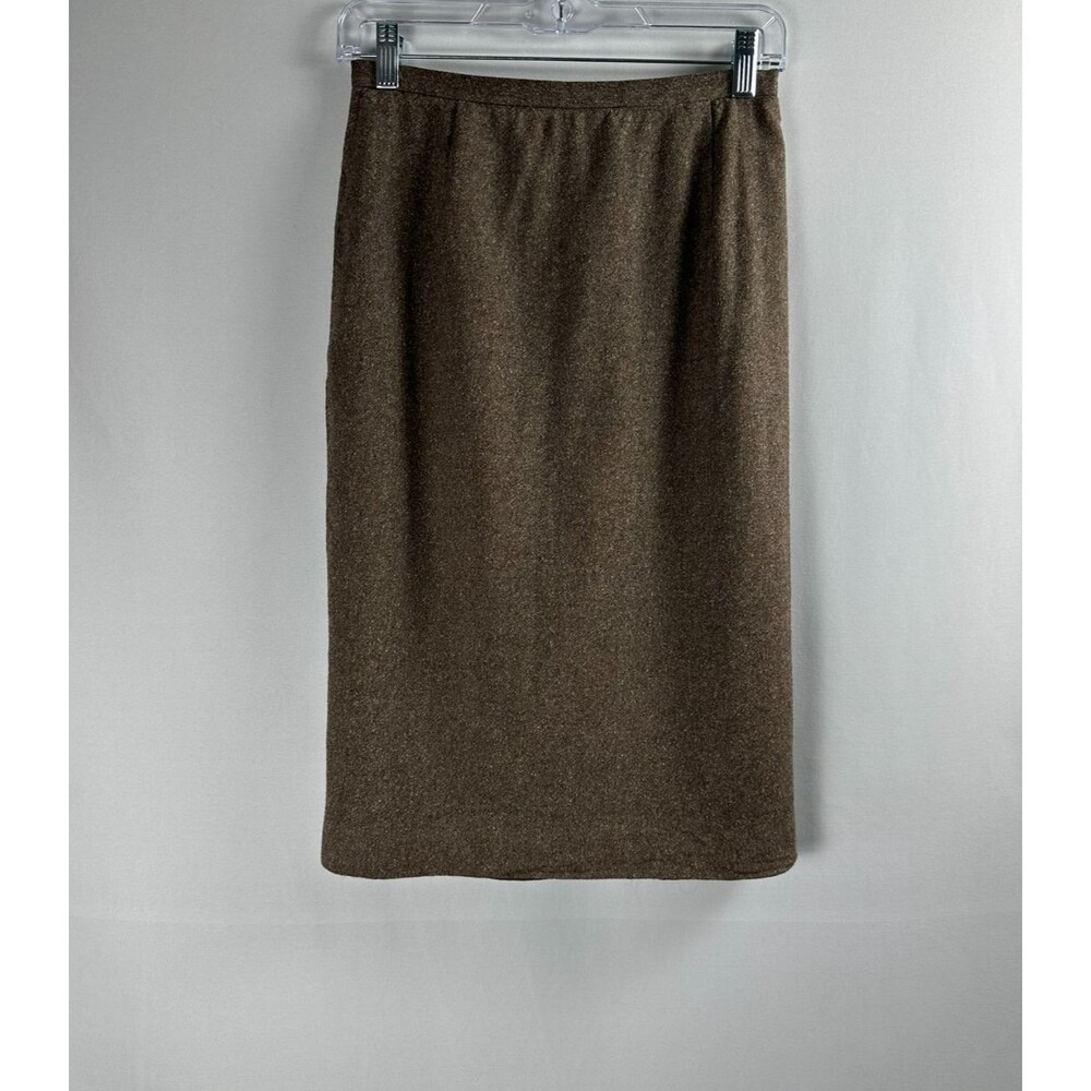 VTG Bill Burns Skirt Size 2 Brown Silk Wool 90s Career Academia Quiet Luxury‎